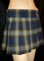 FREE SHIPPING~ROYAL BLUE TARTAN PLAID MINI PLEATED SEXY SKIRT~DRESS~Size-28"-30"